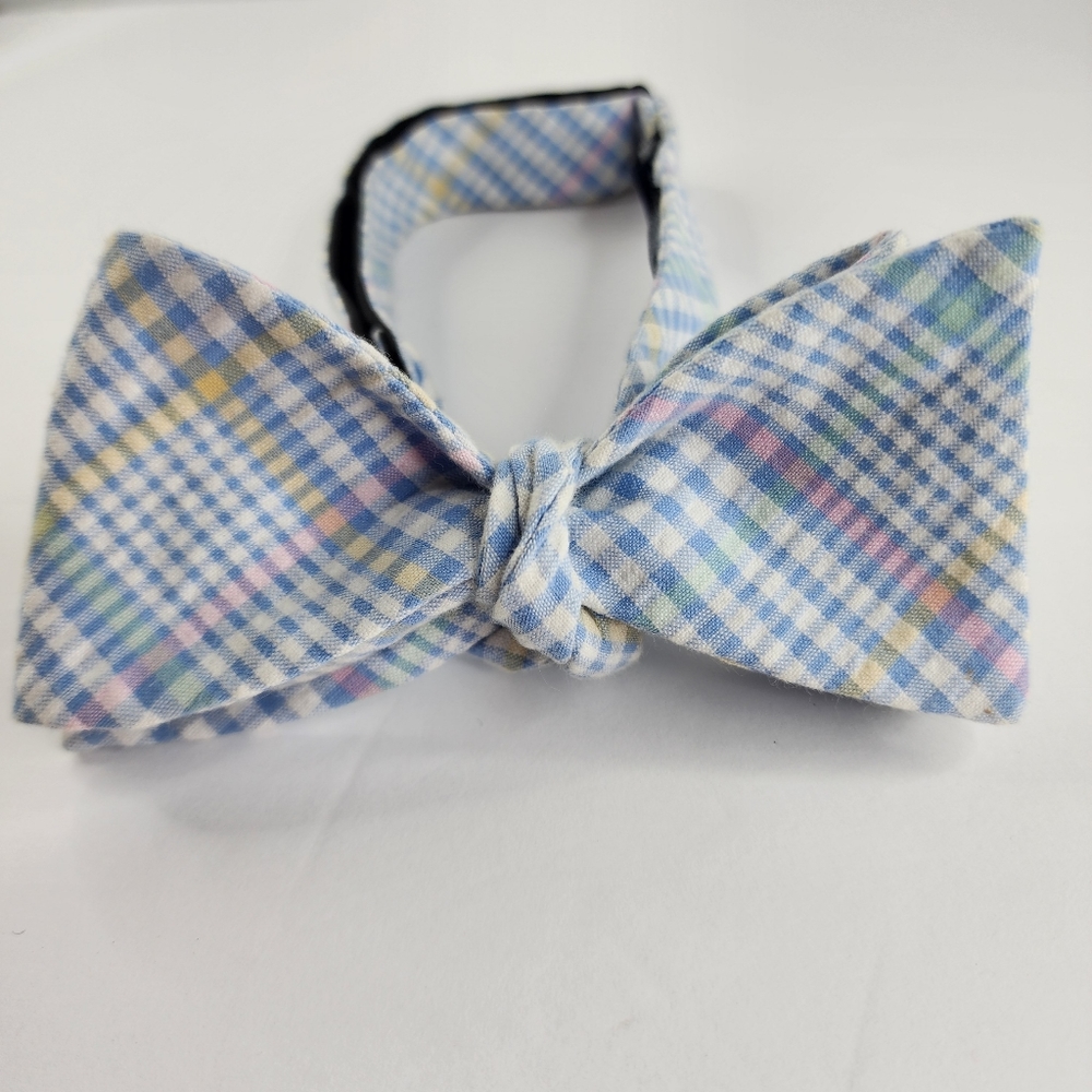 SADDLEBRED Plaid Self-Tie Bow-Tie.
